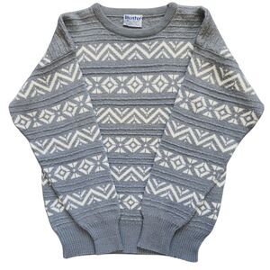 VTG 80s Meister Nordic Fair Isle Wool Ski Sweater L Apres Ski Gorpcore Cabincore